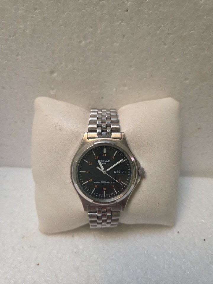 Pulsar Stainless Steel Black Dial Watch